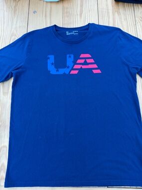 Under Armour Blue Tee with Red and Blue Accent UA Logo